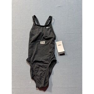 Nike Swimsuit Women 28 Black New NESSA001-001 Hydrastrong Fastback One Piece